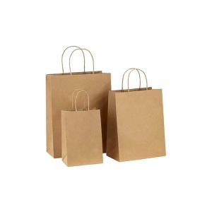 100% Recycled Kraft Paper Bag W/ Twisted Handle | 12x7x14″ – 200 Pcs
