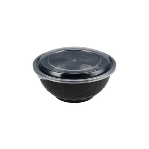HS-B42B 42oz Black Bowl Container W/ Lid – 150 Sets