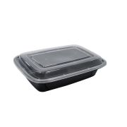 HS-R32 32oz Black Rectangular Container W/ Lid – 150 Sets